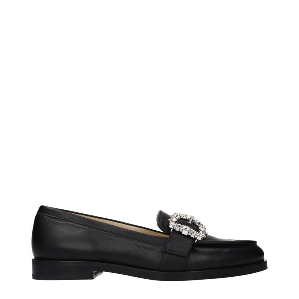 Jimmy Choo Black Leather Slip-On Women's Loafers